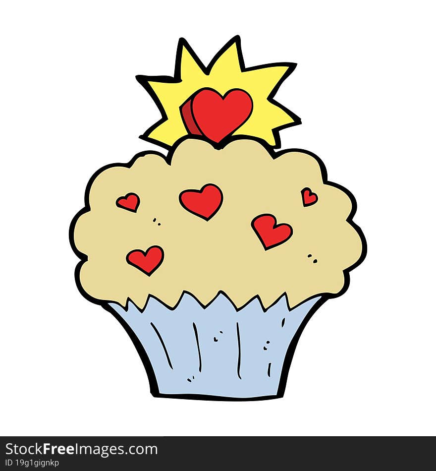 Cartoon Love Heart Cupcake