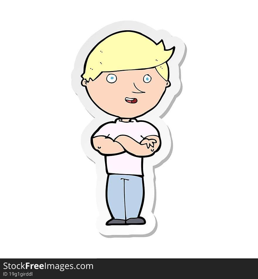 sticker of a cartoon happy man