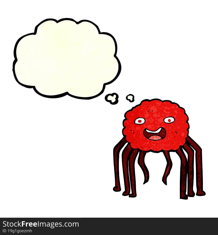 cartoon spider with thought bubble