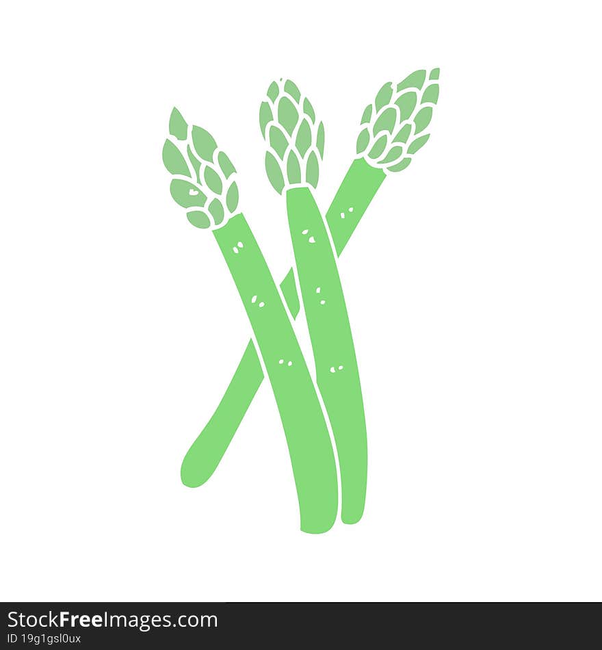 Flat Color Illustration Of A Cartoon Asparagus