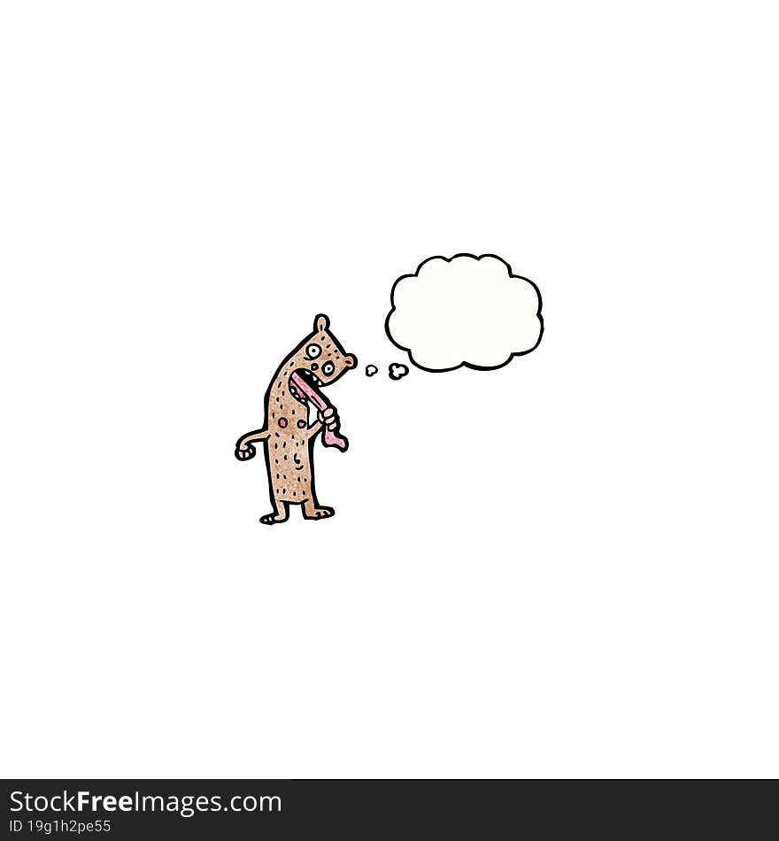 crazy cartoon bear with thought bubble