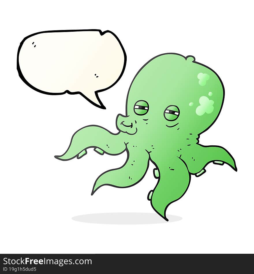 freehand drawn speech bubble cartoon octopus