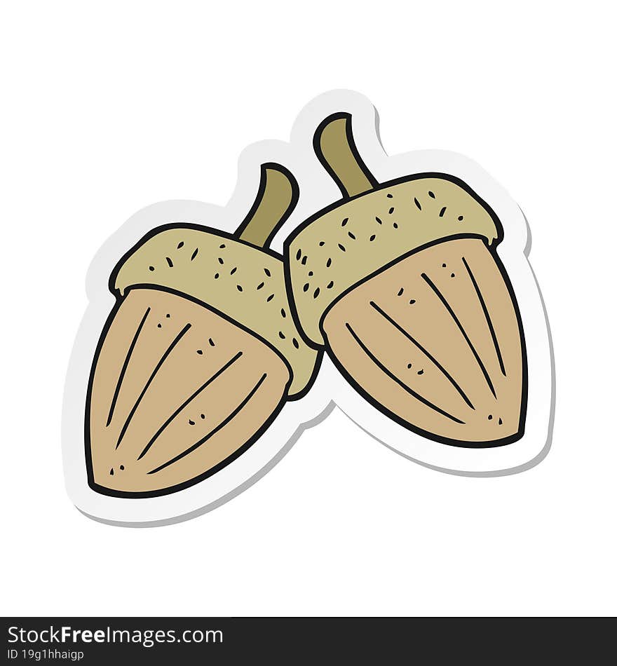 sticker of a cartoon acorns