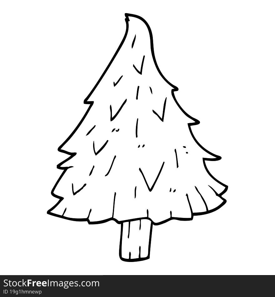 line drawing cartoon christmas tree