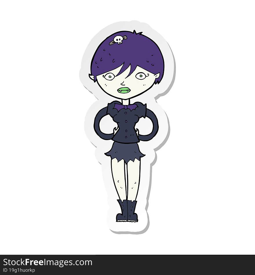 Sticker Of A Cartoon Pretty Vampire Girl