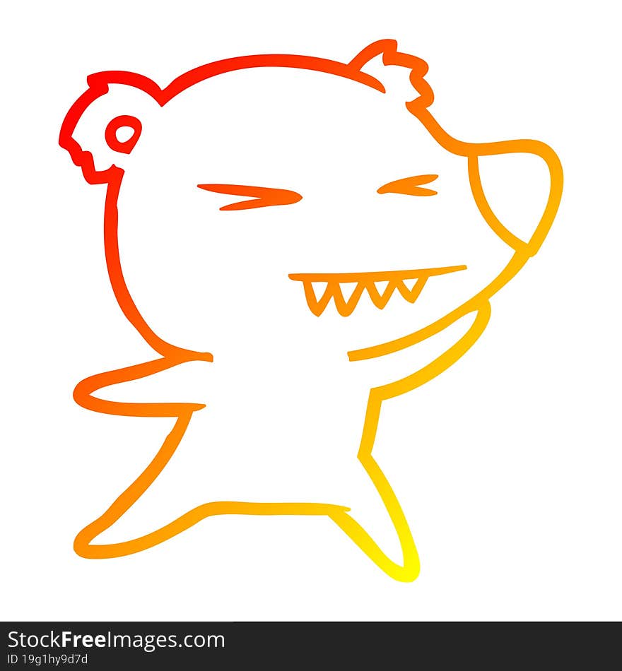 warm gradient line drawing angry polar bear cartoon