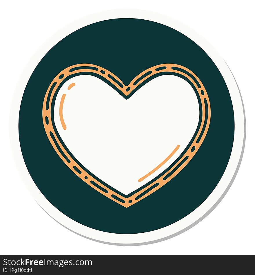 sticker of tattoo in traditional style of a heart. sticker of tattoo in traditional style of a heart