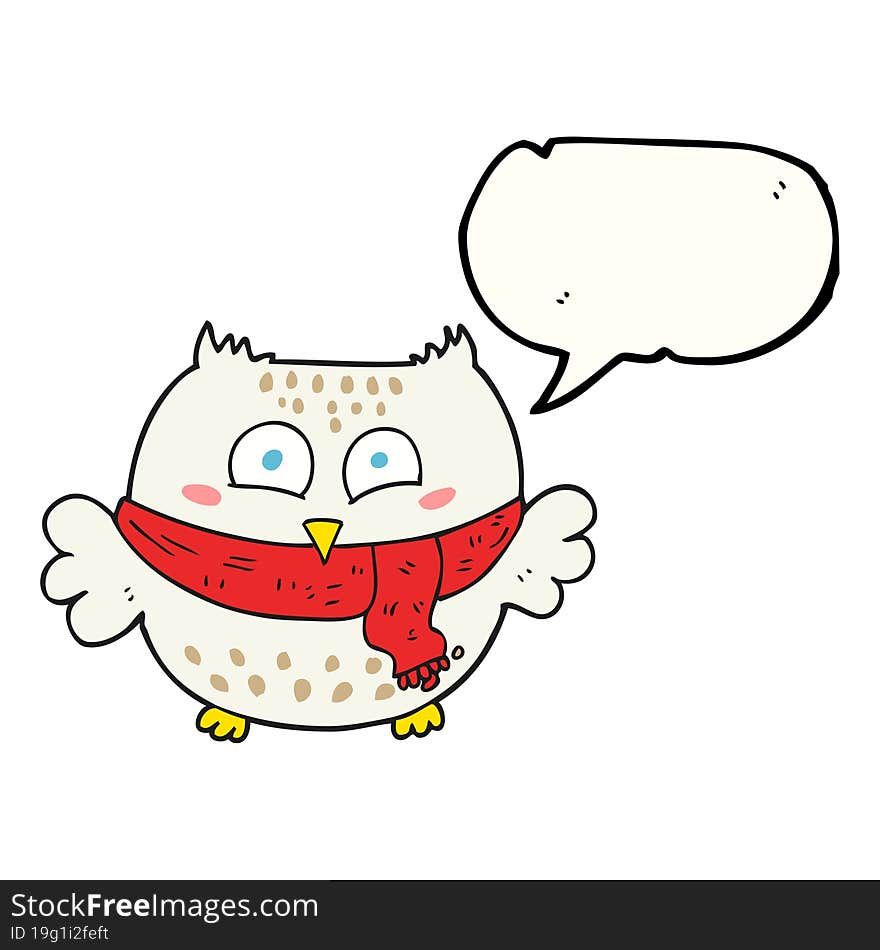 freehand drawn speech bubble cartoon owl