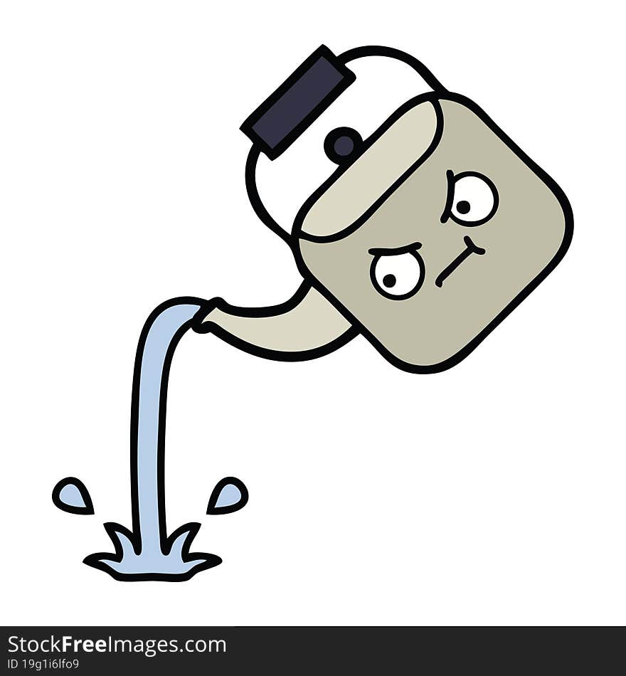 cute cartoon of a pouring kettle. cute cartoon of a pouring kettle