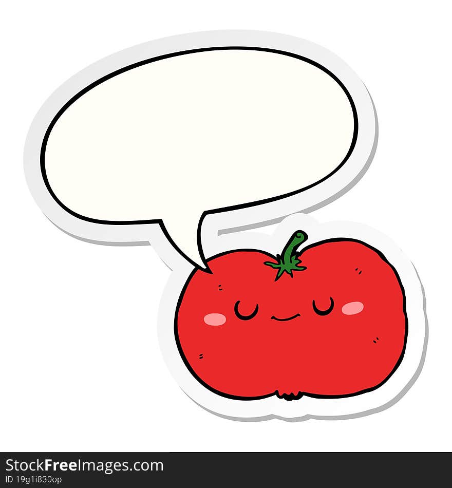 Cartoon Apple And Speech Bubble Sticker