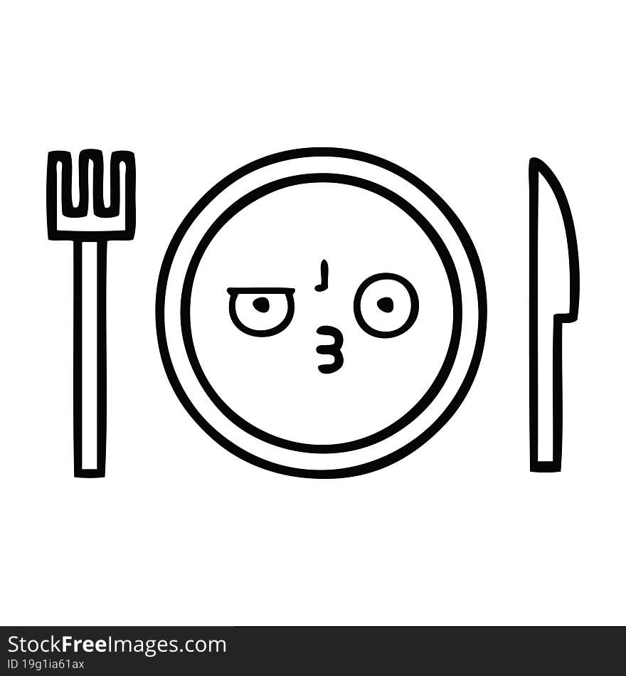 line drawing cartoon dinner plate