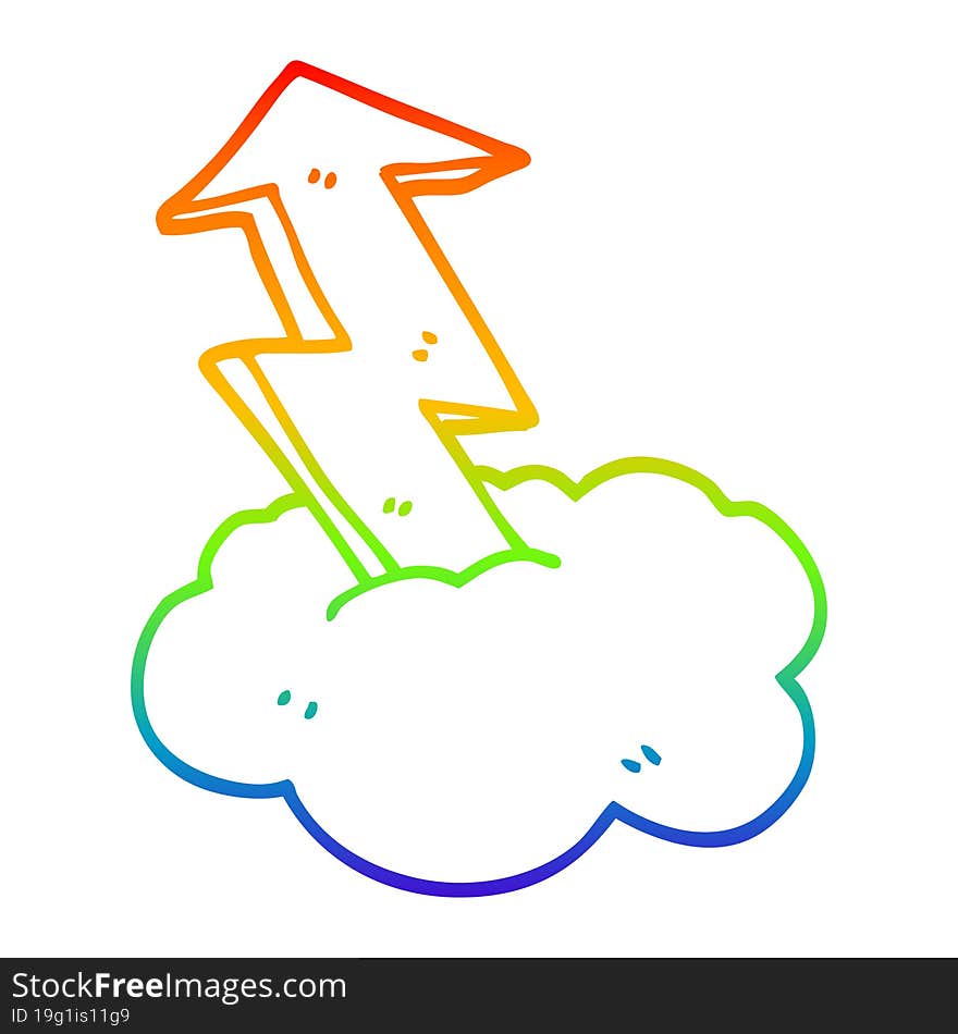 rainbow gradient line drawing cartoon growth arrow