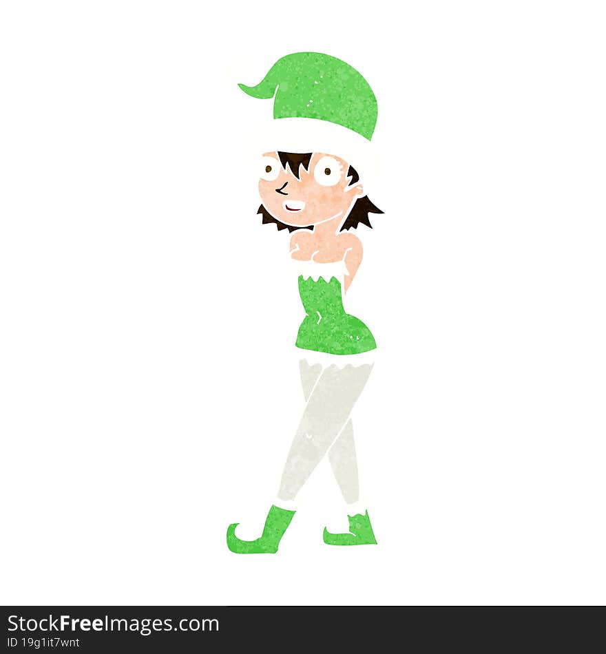 Cartoon Woman In Christmas Elf Costume