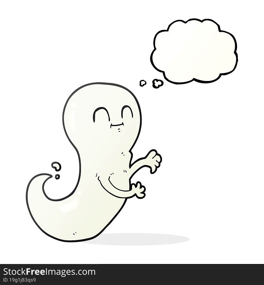 freehand drawn thought bubble cartoon ghost