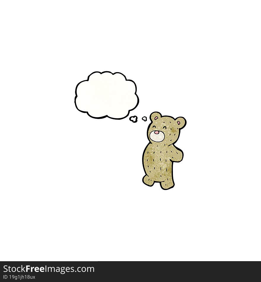 cartoon teddy bear with thought bubble