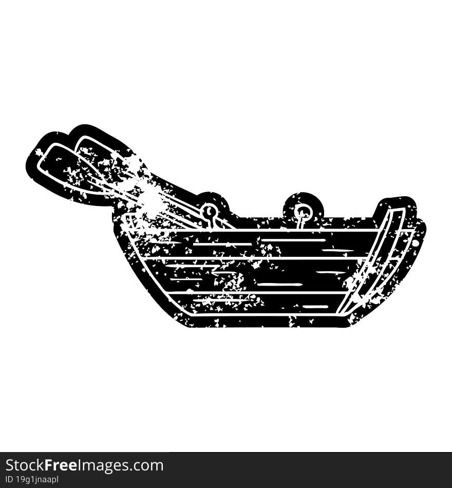 grunge icon drawing of a wooden row boat