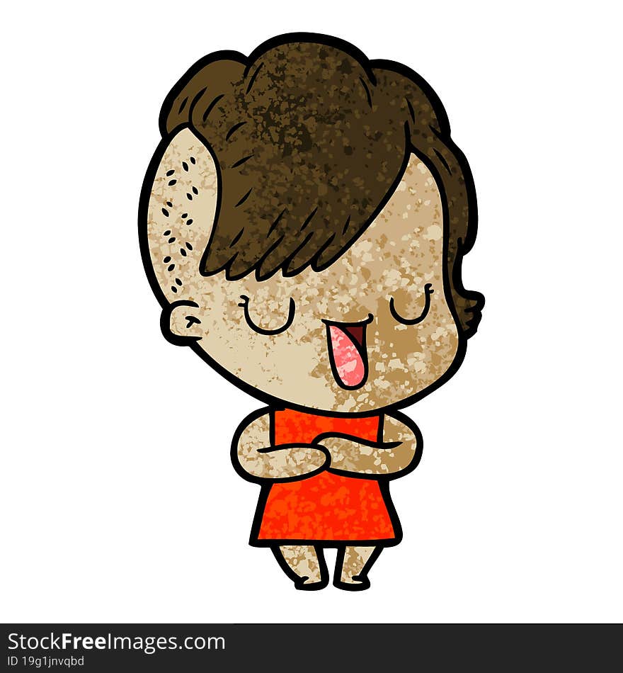 cute cartoon girl with hipster haircut. cute cartoon girl with hipster haircut