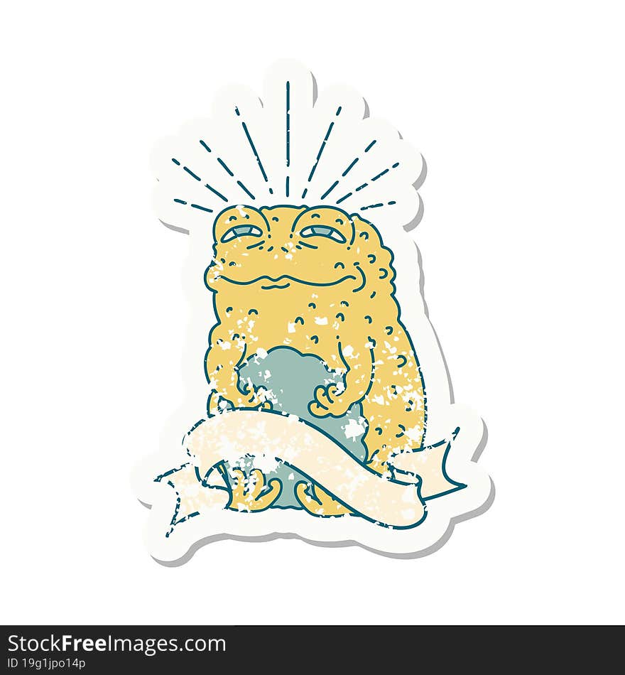 grunge sticker of tattoo style toad character