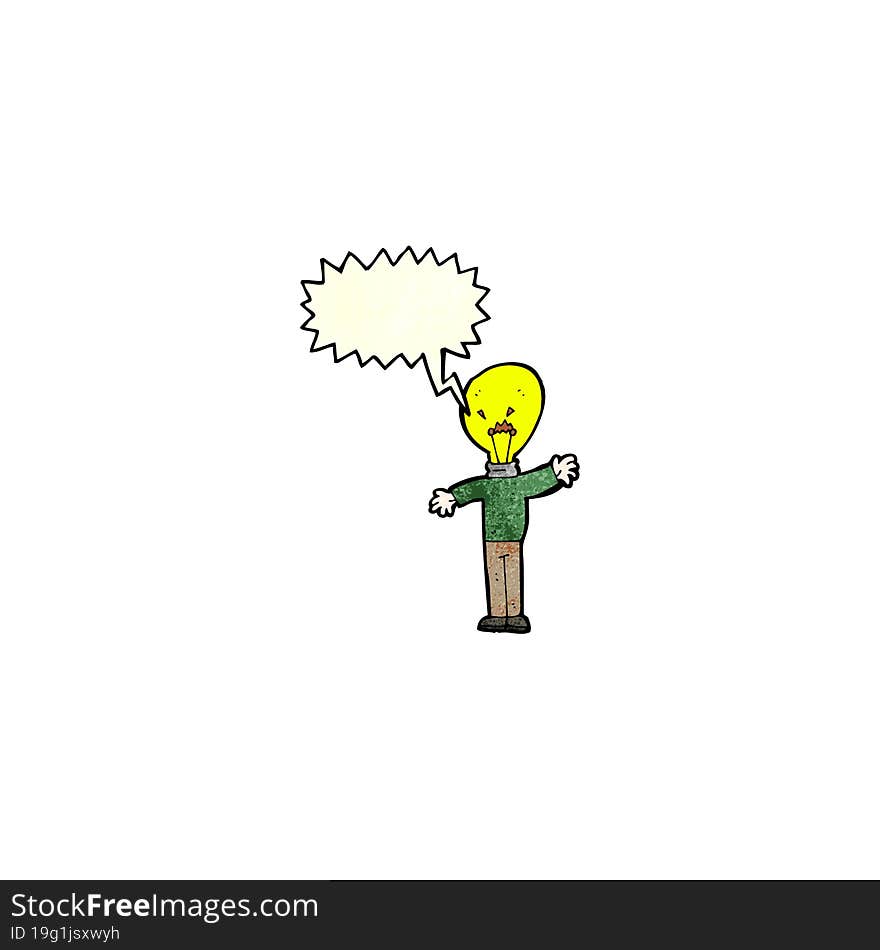 cartoon light bulb idea head man