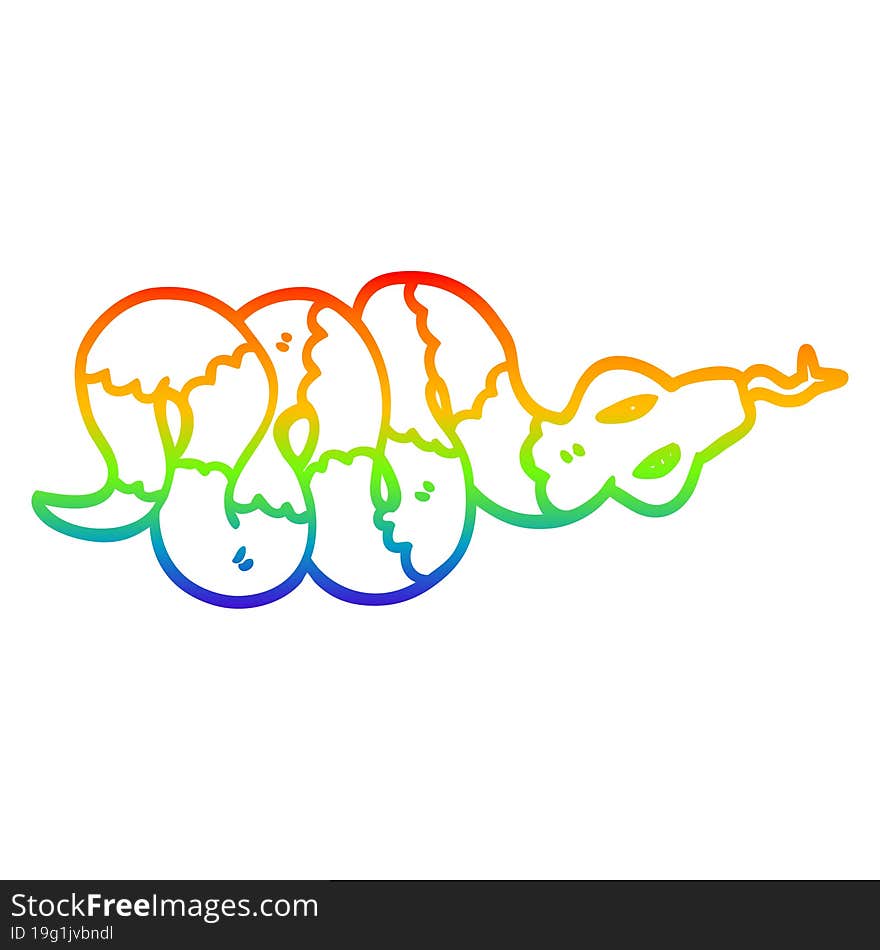 rainbow gradient line drawing cartoon poisonous snake