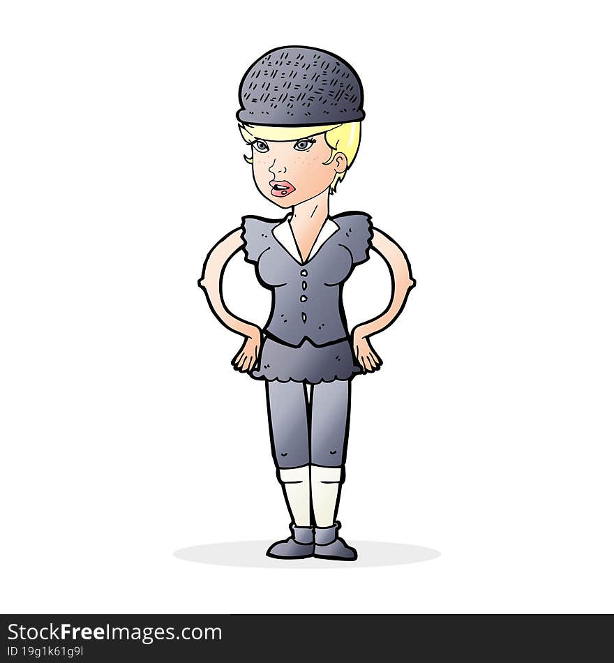 cartoon woman wearing hat