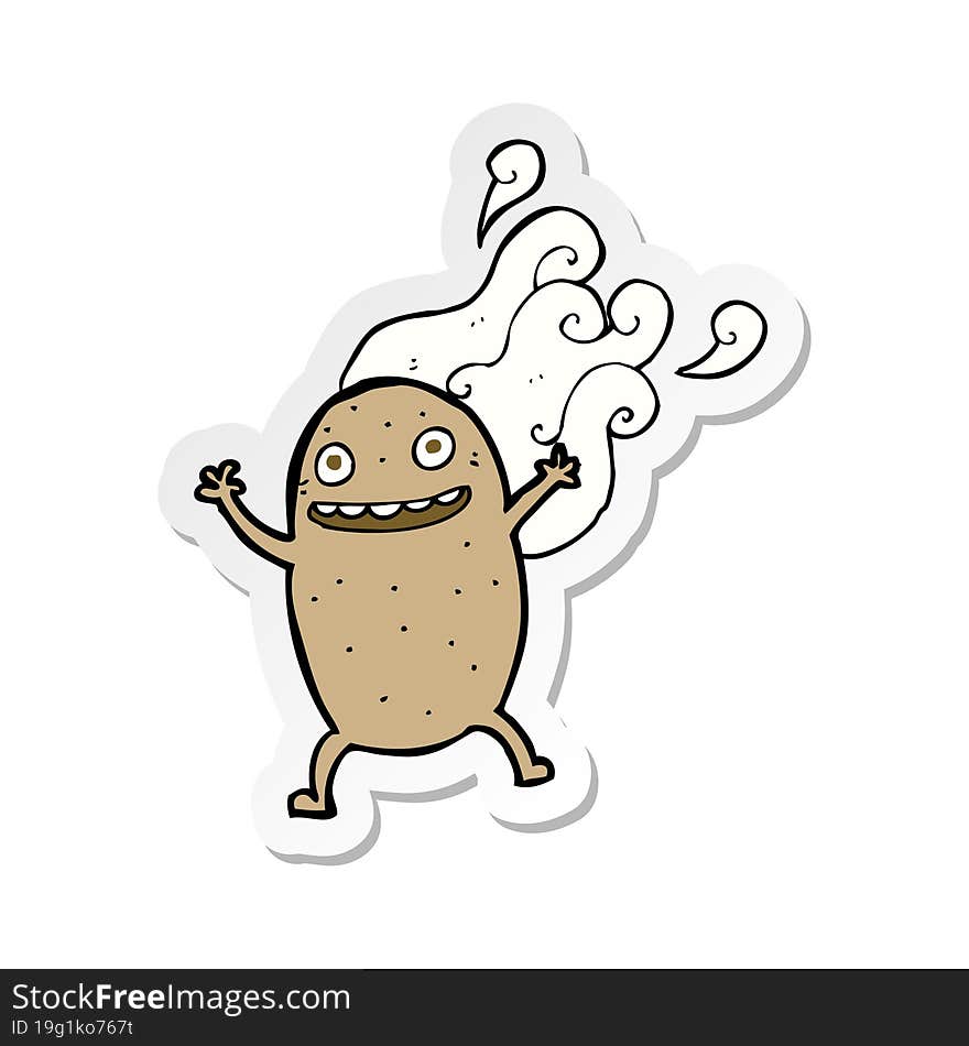 Sticker Of A Cartoon Happy Potato