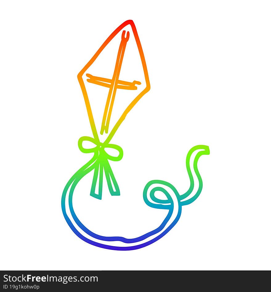 rainbow gradient line drawing cartoon kite