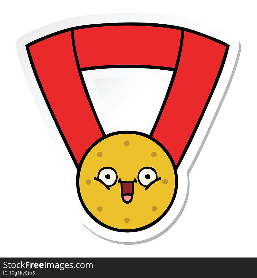 Sticker Of A Cute Cartoon Gold Medal