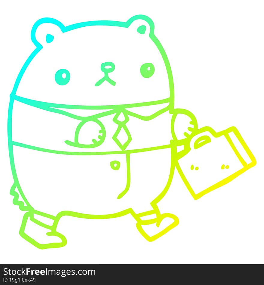 cold gradient line drawing cartoon bear in work clothes