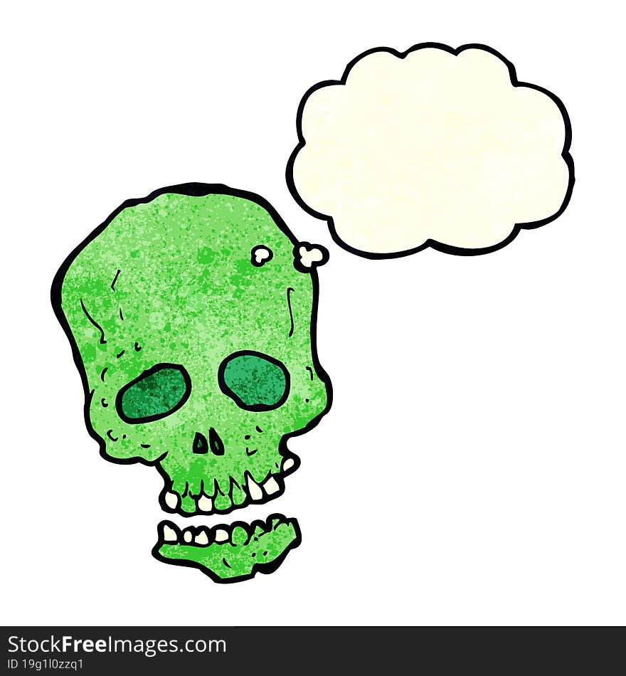 cartoon skull with thought bubble