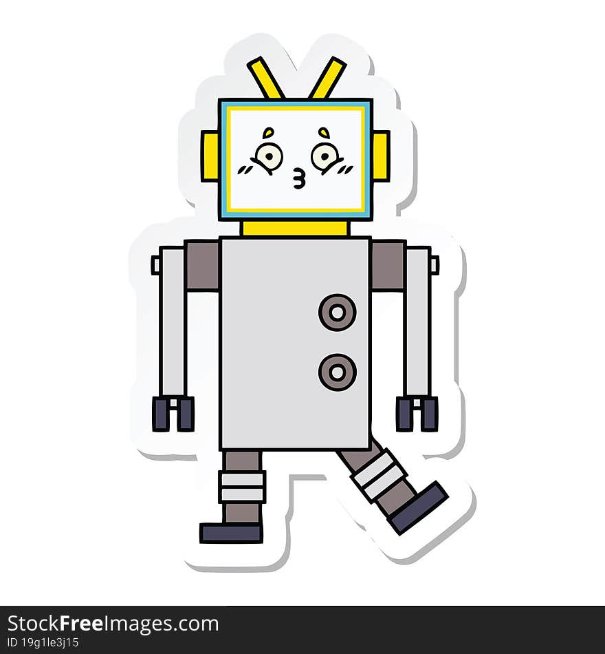 sticker of a cute cartoon robot