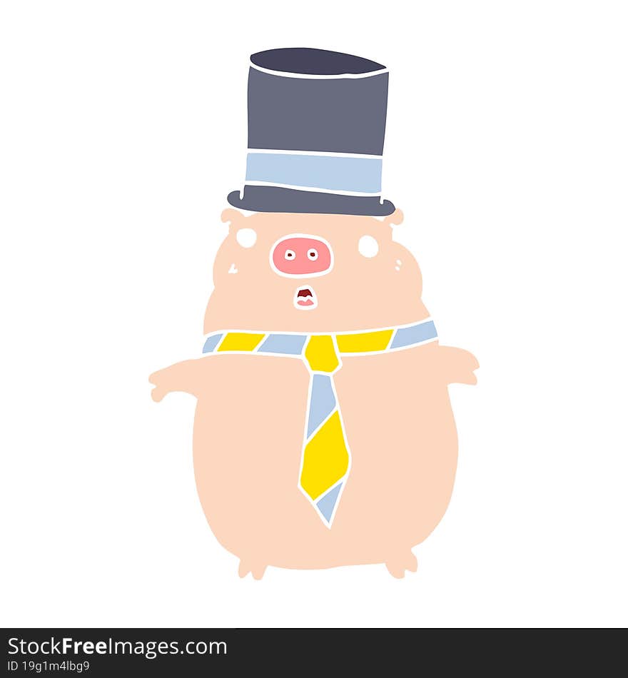 flat color style cartoon business pig