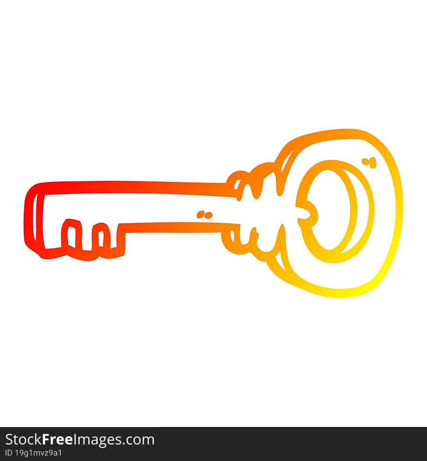 warm gradient line drawing cartoon gold key