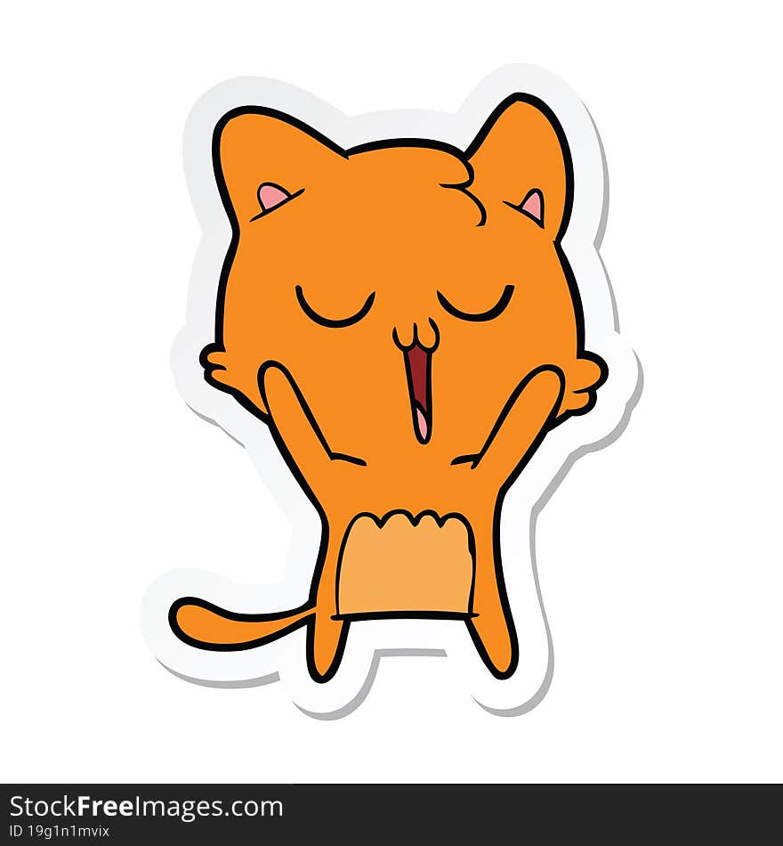 sticker of a cartoon cat singing