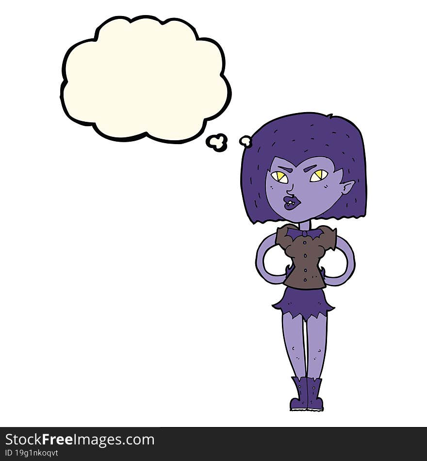 Cartoon Vampire Girl With Thought Bubble