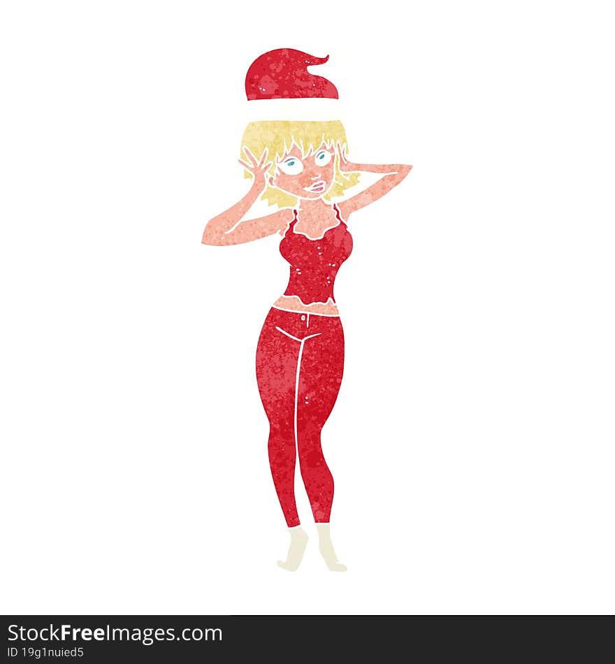 cartoon woman all ready for christmas