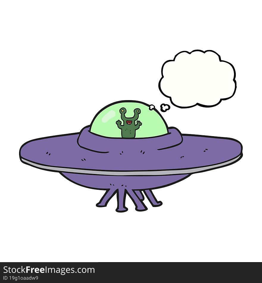 thought bubble cartoon alien spaceship