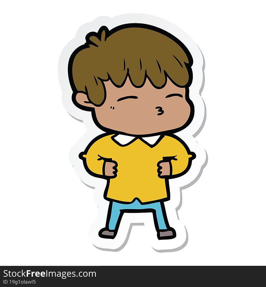 sticker of a cartoon curious boy