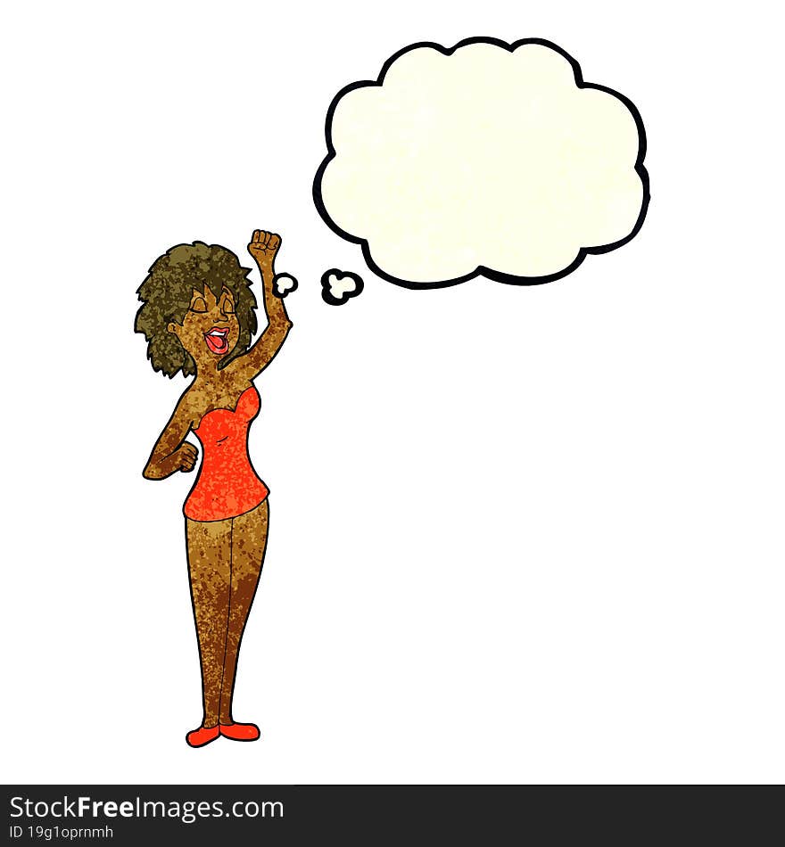 Cartoon Dancing Woman With Thought Bubble