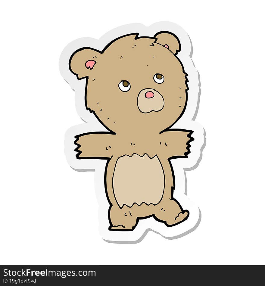 sticker of a cartoon cute teddy bear