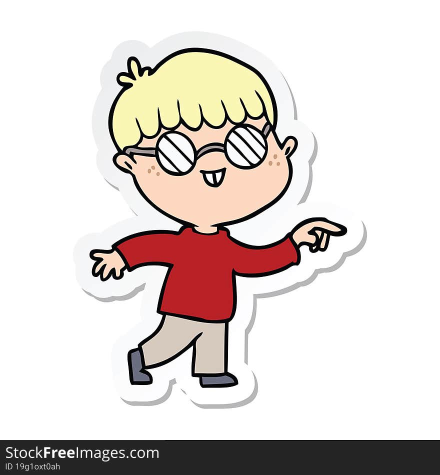 sticker of a cartoon boy wearing spectacles