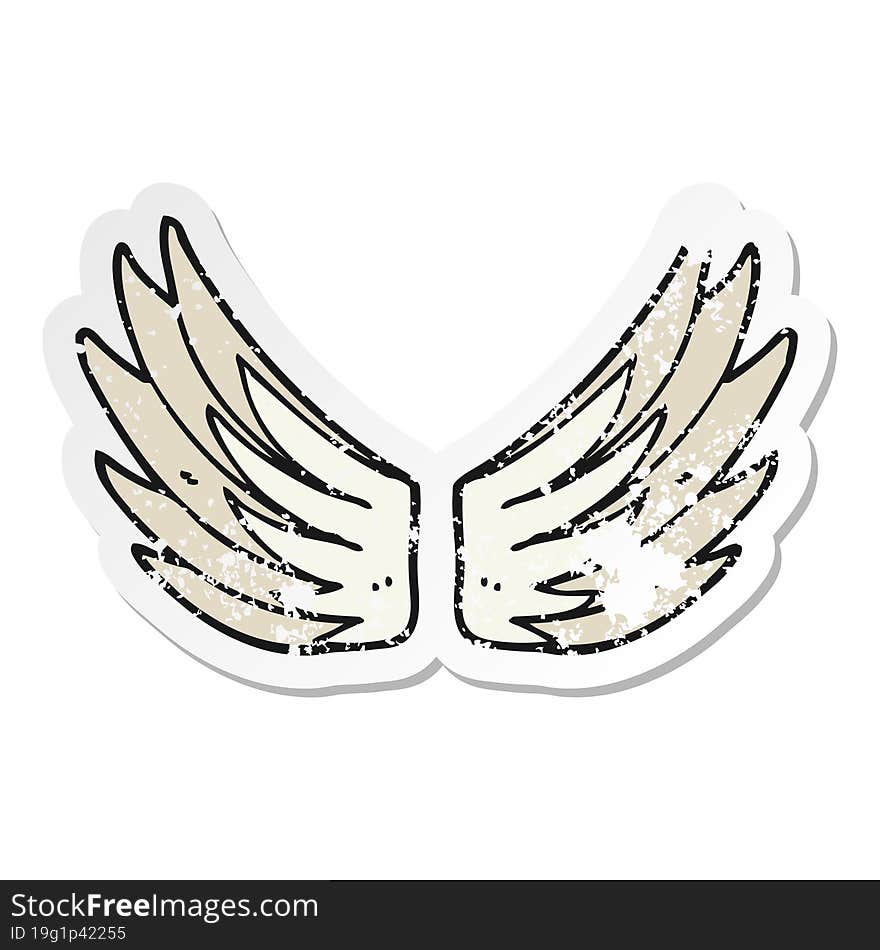 distressed sticker of a cartoon wings symbol