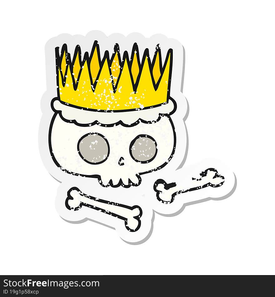 retro distressed sticker of a cartoon crown