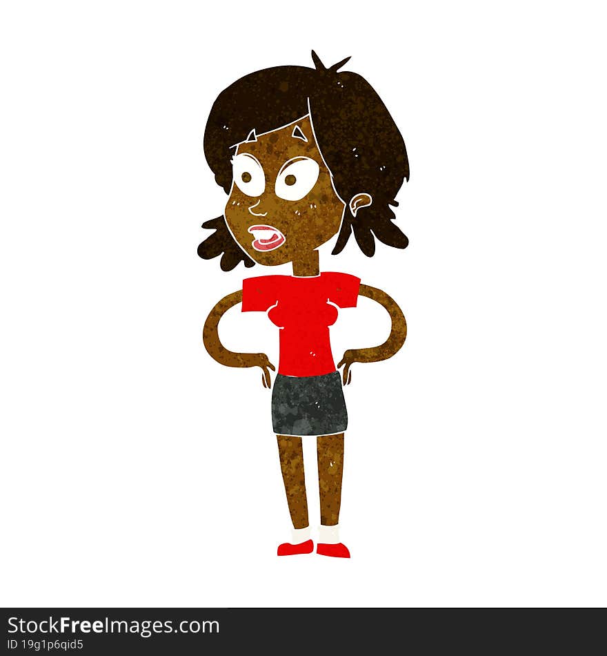 Cartoon Woman With Hands On Hips