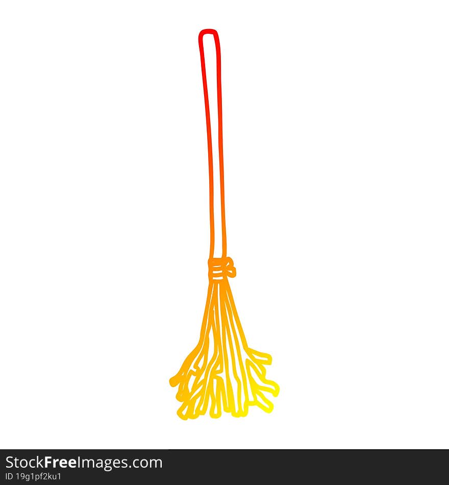 warm gradient line drawing of a cartoon magic broom sticks