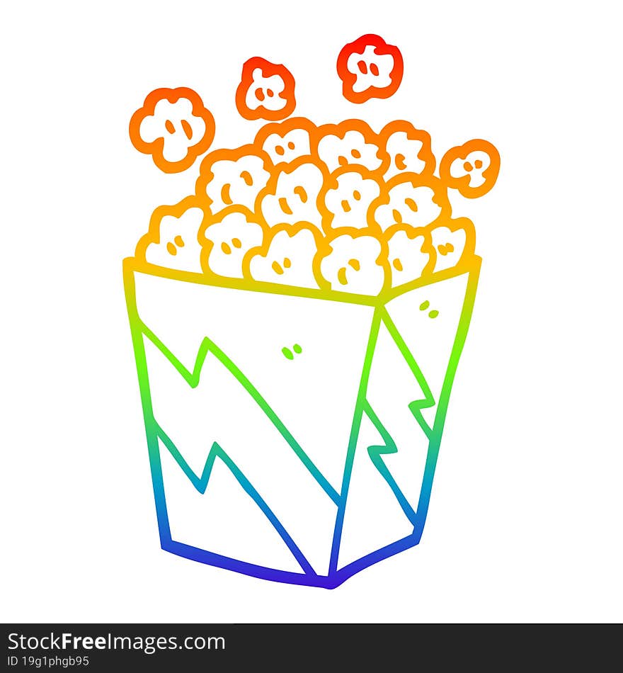 rainbow gradient line drawing cartoon cinema popcorn