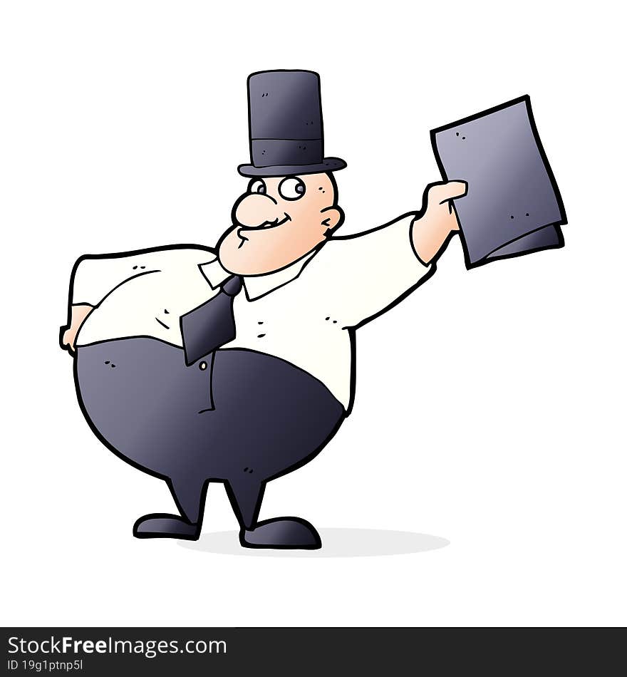 cartoon man wearing top hat