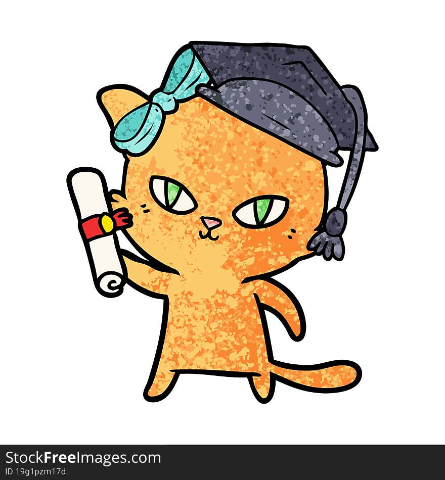 cute cartoon cat graduating. cute cartoon cat graduating