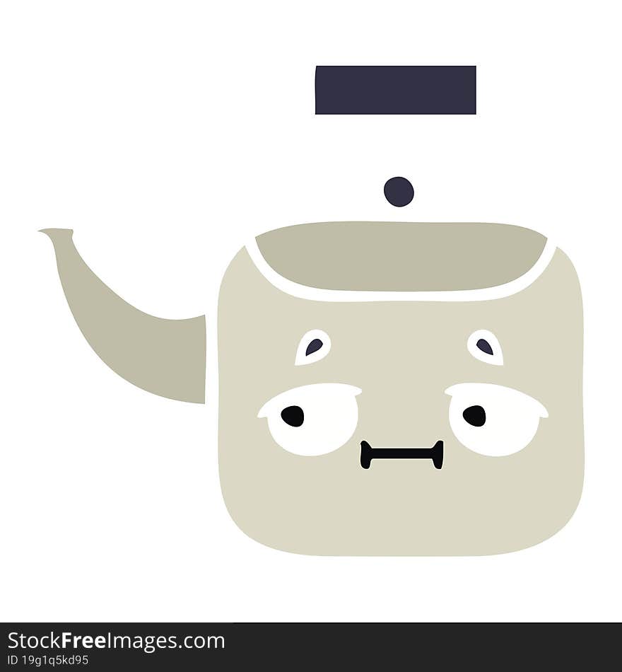 flat color retro cartoon of a kettle