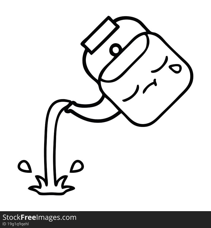 line drawing cartoon pouring kettle